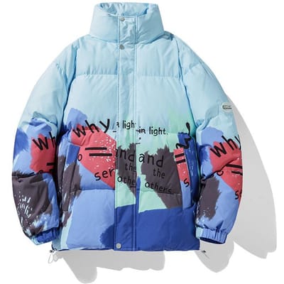 Manteau Homme et Femme Style Neutre Tendance Mode Beau Manteau Léger Rembourré Coton Manteau Homme 3XL bleu