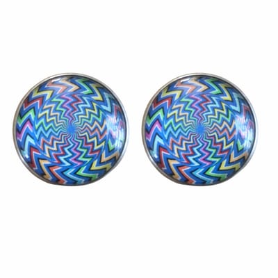 Clip Oorbellen-Extra groot-Blauw Spiro-2.5 cm zilverrand