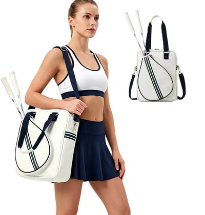 MAGICSHE Badmintontas - Kleine Sporttas Waterdicht Dames & Heren - Rackettas Voor Badminton & Pickleball - Geschikt Voor Racket, Laptop & Fitness Wit
