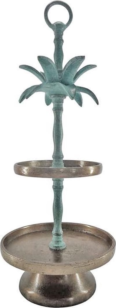 By Kohler-Etagere 2-lagen-20x20x51cm-(Plaat 20&15cm)-ruw zilver/turquoise