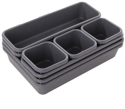 Dailygoody - 8-delige Lade Organizer Set - Plastic Opberg Divider voor Keuken, Badkamer en Kantoor - Zwart