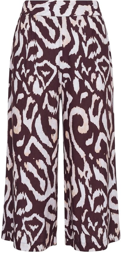 Studio Untold - Dames - Culottes wijde pijpen hoge taille print - Chocolade - Maat 48