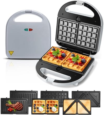 CRLYN® Wafelijzer Met Verwisselbare Platen - Tosti Apparaat - Contact Grill - Grijs