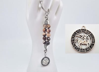 Handgemaakte Natuurstenen Sleutelhanger " Australia zebra jasper "- Met metaal hanger - 8 mm diameter van de korrel- Mooie accessoire en decoratie voor de auto-Vaderdag Cadeau -Moderdag Cadeau - Cadeau vrienden
