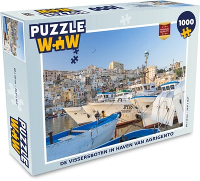 Puzzel De vissersboten in haven van Agrigento - Legpuzzel - Puzzel 1000 stukjes volwassenen