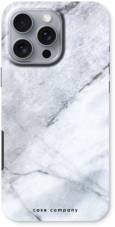 Case Company® - Hoesje geschikt voor iPhone 16 Pro Max hoesje - Witte marmer - Tough Case - Maximale Bescherming alle Kanten en Schermrand