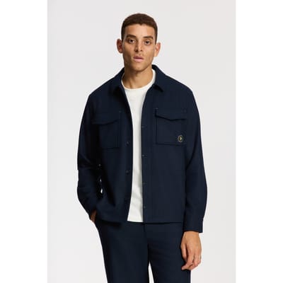 Shiwi Stan Wool Blend Long Sleeve Shirt Blue Dark Navy Größe: M | Casual hemden Outlet | Herren | Blau