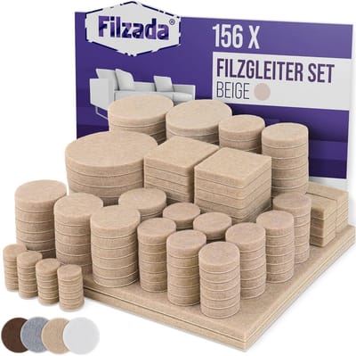 Viltglijders zelfklevend set van 156 stuks - vierkant en rond - beige - professionele meubelglijders met ideale hechtkracht