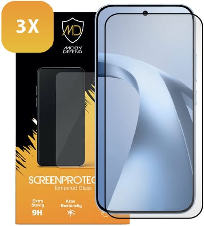 3-Pack MobyDefend Screenprotectors - Geschikt voor Xiaomi 17T - Screensavers Met Zwarte Randen - Gehard Glas
