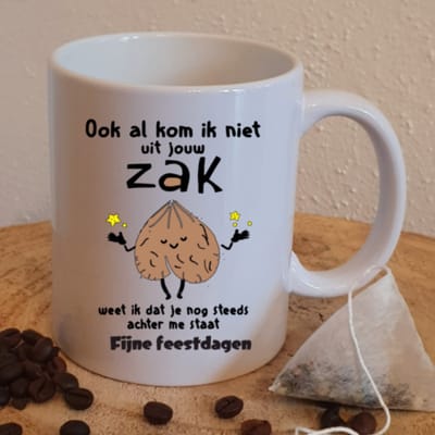 Beker "Ook al kom ik niet uit jouw zak" - Grappige mok - Feestdagen