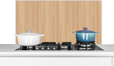 Spatscherm keuken 100x50 cm - Kookplaat achterwand Naturel - Hout - Plank - Patronen - Muurbeschermer - Spatwand fornuis - Hoogwaardig aluminium
