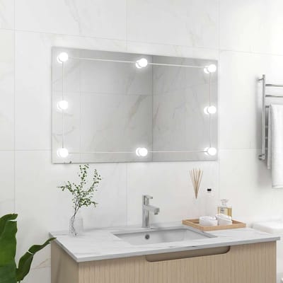 vidaXL - Wandspiegel - zonder - lijst - met - LED-lampen - rechthoekig - glas