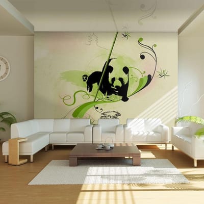 Fotobehang - Giant panda in bamboebos