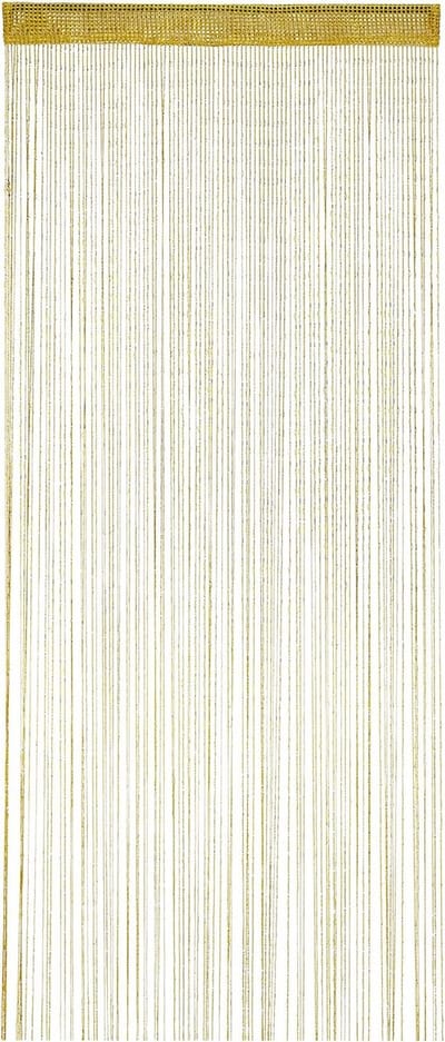 Draadgordijn Glitter 100 x 200 cm Inkortbaar Tunnelgordijn voor Deuren & Ramen, Goud