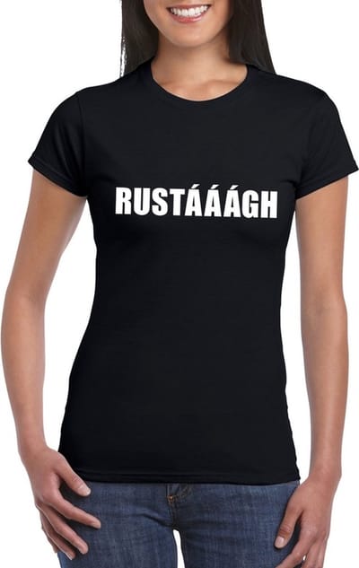 Rustaaagh tekst t-shirt zwart dames S