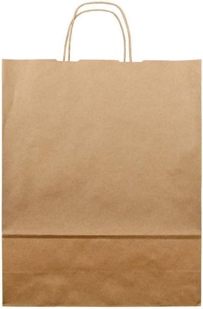 Papieren Draagtassen - Bruin kraft - 22+09x23 cm - Gedraaide grepen - 50 stuks