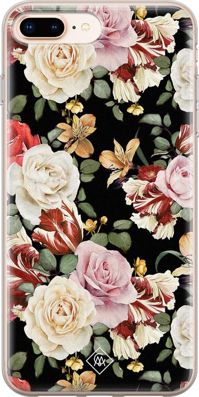 Casimoda® hoesje - Geschikt voor iPhone 8 Plus - Bloemen flowerpower - Siliconen/TPU telefoonhoesje - Backcover - Bloemen - Multi