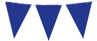 10 meter vlaggenlijn - Donkerblauw - 15 vlaggen - Plastic voor binnen & buiten - 30 cm vlaggen - Herbruikbare slinger