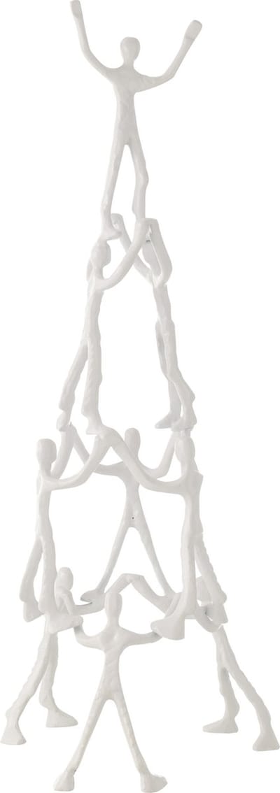 J-Line figuur 9 Personen Piramide - aluminium - wit