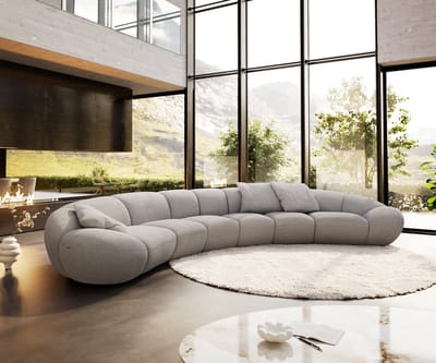 Bigsofa Lunna Zachte grijze stof met structuur 470x210 cm 3 kussens