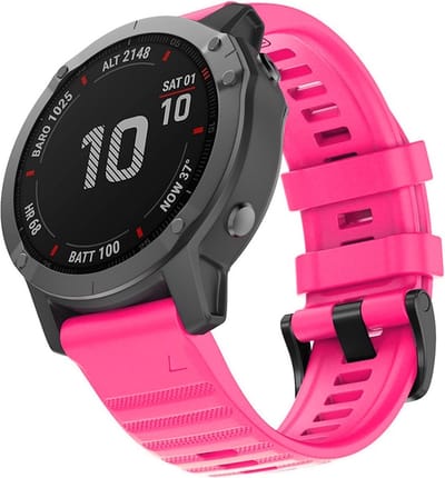 By Qubix - Geschikt voor Garmin bandje - 26mm Quickfit - Siliconen bandje - Roze - Geschikt voor Garmin Fenix 7X / 6X / 5X