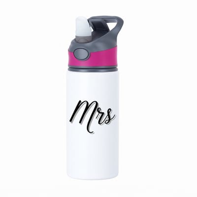 Hacebo® - Mrs waterfles met rietje roze - Mister or miss - mevrouw - verjaardagscadeau - cadeau voor vrouwen - kado - water fles - 650ML