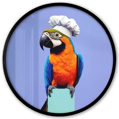 Poster in lijst Rond - Fotolijst 40x40 cm - Posters - Papegaai - Koksmuts - Vogel - Leuk - Ronde posterlijst zwart - Decoratie - Wanddecoratie woonkamer - Muurdecoratie slaapkamer