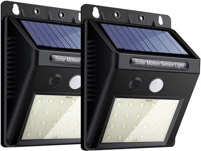 2 stuks Draadloze Buitenlampen op Zonne-energie met Bewegingsmelder en 24 LED's