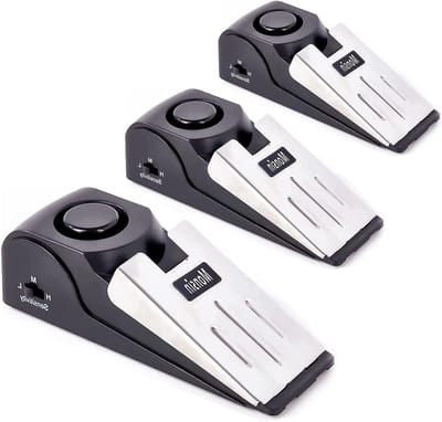 Deurstopper Alarm - Veiligheidswig - Extra Beveiliging - 120 dB Geluid - Set van 3 - Zwart