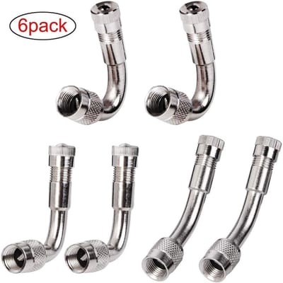 Oneay Set van 6 bandventielverlengstukken – Universele ventieladapters voor auto’s, motoren, fietsen en vrachtwagens – Zilver
