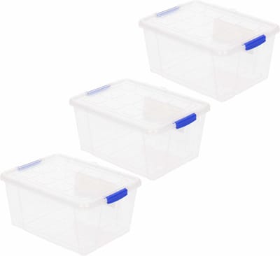 Plasticforte Opbergbox met deksel - 3x - 4 liter - transparant - kunststof - opbergkist