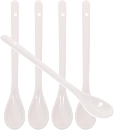 Set van 5 Porseleinen Lepels voor Koffie, Dessert en Soep - Ideaal voor Ceremonieel Gebruik en Serveerlepel met Lange Handgreep