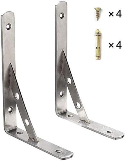 Dailygoods- Plankdrager voor zware lasten - 2 stuks - 150 kg belasting - Roestvrij staal - Hoekdrager - Eenvoudige montage - 300 x 170 mm - Planksteun