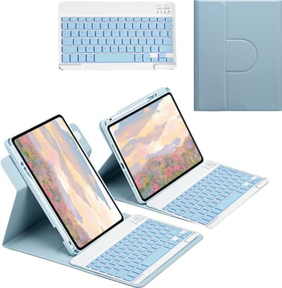 Namajunas - Tablet toetsenbord - Toetsenbordhoesgeschikt voor iPad Air 11 & iPad Air5/Air4 - 7-kleuren achtergrondverlichting - Multi-Touch Trackpad - Pen Houder - Case - Blauw