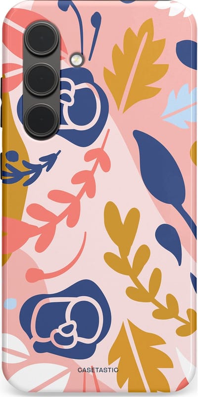 Casetastic Hoesje Geschikt voor Samsung S24 - Stijlvolle Beschermende Duo-layer Case - Roze Bladeren