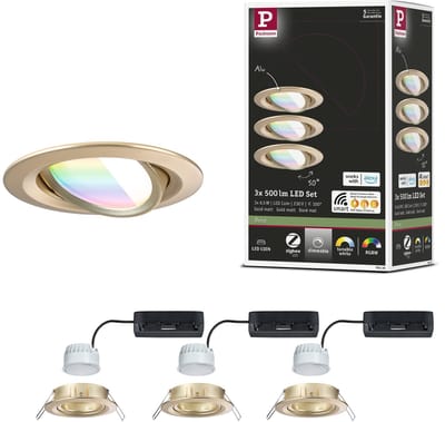 LED-inbouwlamp Nova Coin rond 84 mm 50° RGBW+ 3x6W 3x500lm 230V Goud mat Aluminium