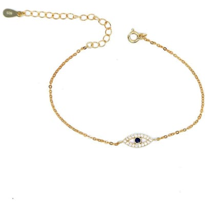 925 Sterling Zilver Black Friday Turkse Boze Oog Micro Pave Zirconia Goud Dunne Verstelbare Schakelketting Bedelarmbanden voor Vrouwen beige