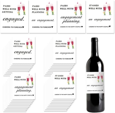 Dailygoody - Verlovingswijnetiketten - Gepersonaliseerde decoraties - Stijlvol en praktisch - 40 stuks - Voor verloofde koppels - Wijnflesetiketten