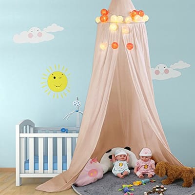 Dailygoods - Baldakijn voor Babybed - Katoenen Bedhemel - Muggenbescherming - Beige - Luchtcirculatie - Inclusief Installatiegereedschap - Geschikt vo...