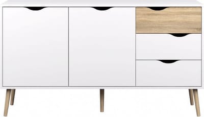 Tvilum Napoli - Dressoir - 2 deurtjes, 3 lades - Wit/Eiken