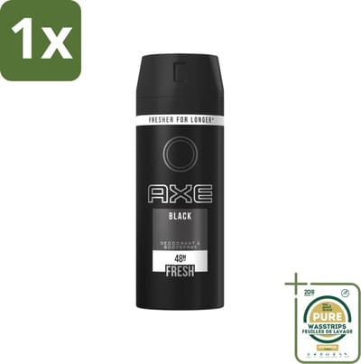 1 x Axe Deodorant Bodyspray Black 150 ml- Axe Deodorant Bodyspray - Anti-transpirant - Zweetgeur - Sandelhout Geur - Munt Geur