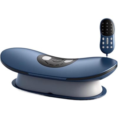 Nouveau masseur de taille à vibration thermique basse fréquence pour étirement des lèvres à l'air avec oscillation gauche-droite et traction haut-bas pour soulager la douleur bleu