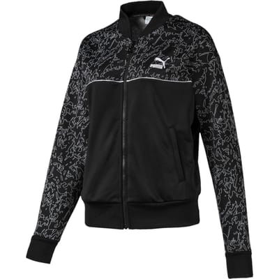 Puma Dames Classics Sweat Jacket AOP Zip Up Track Top Zwart 595216 01