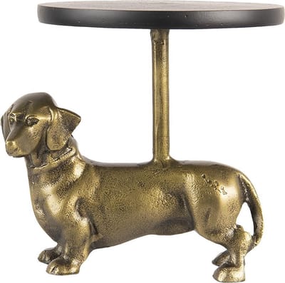Clayre & Eef Etagère Hond 21*15*25 cm Goudkleurig Aluminium Serveerschaal