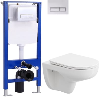 HOROW Hangtoilet - Wit Wandtoilet incl. Softclose zitting - incl. 114cm Inbouwreservoir