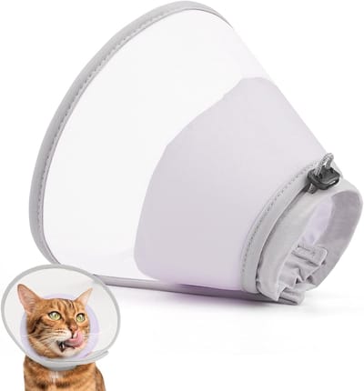 Zachte en Comfortabele Kattenhalsband: Waterdichte Mesh Herstelhalsband na Chirurgie om Likken en Krabben te Voorkomen, Alternatief voor Elizabethaanse Hoed (Lichtpaars, S)