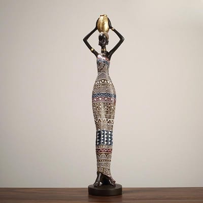 Vintage Afrikaans Handwerk Exotische Zwarte Vrouw Beeldjes Sieraden Huisgebruik Entree Woonkamer Pluche Decoratie