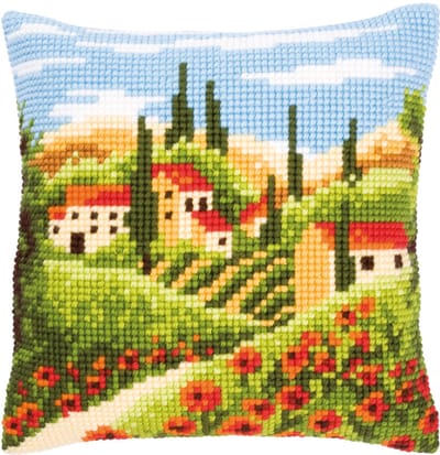 Vervaco - Kruissteekkussen kit - Toscaans landschap - PN-0144846 - Borduren - Borduurpakket - Borduurpakket volwassenen - Borduurpakket kind