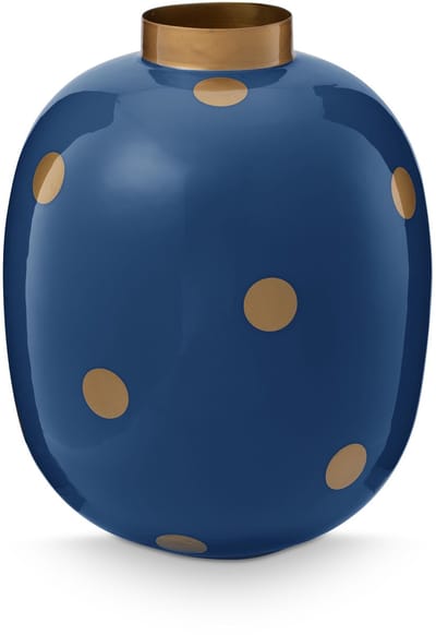 Pip Studio Vaas Dots - Bloemenvaas van Metaal - Navy/ Goud - 32cm
