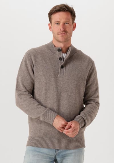 STEFANO LAURAN Half Zip L Truien & Vesten Heren - Sweater - Hoodie - Vest- Taupe - Maat S